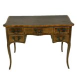 A GEORGE III HEPPLEWHITE PERIOD SERPENTINE MAHOGANY AND INLAID LADIES' DRESSING TABLE The shaped top