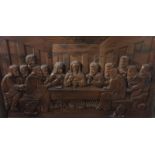 'THE LAST SUPPER', A LARGE 20TH CENTURY OAK PANEL Biblical scene, a carved in deep relief. (approx