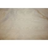 A QUANTITY OF QUALITY SILK CURTAINS Beige with watered silk effect and double cotton linings.