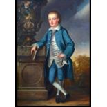 JOHN S.C. SCHAAK, FL. 1760 - 1770, A LARGE FULL LENGTH OIL ON CANVAS Portrait of a young boy