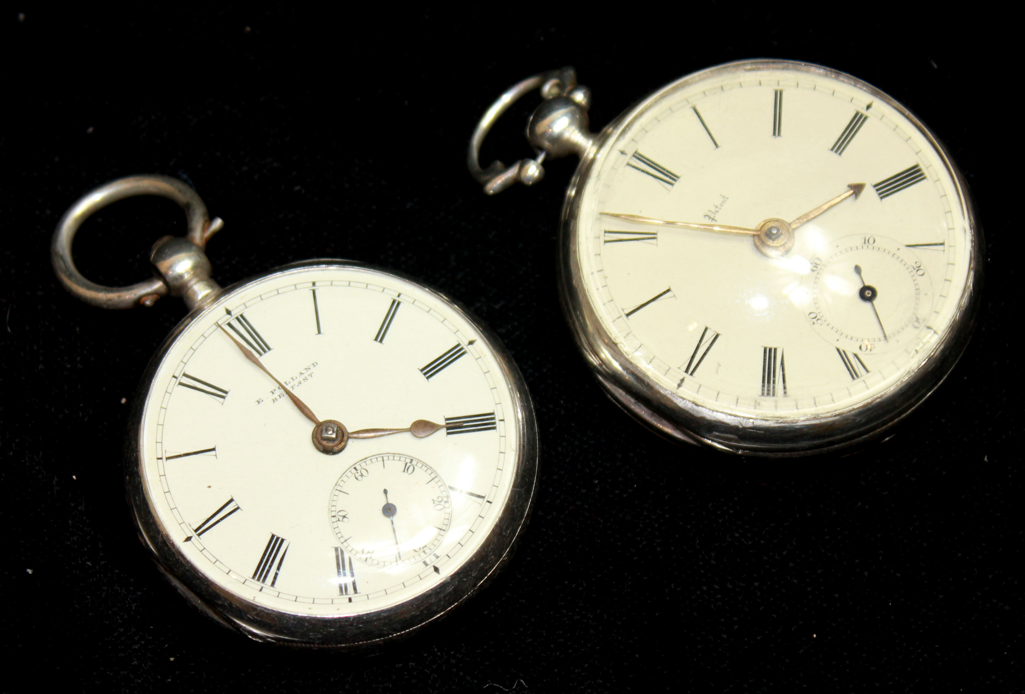 TWO VICTORIAN SILVER FUSÉE GENT'S POCKET WATCHES One marked 'Polland of Belfast', hallmarked