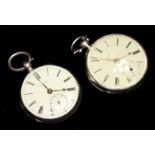 TWO VICTORIAN SILVER FUSÉE GENT'S POCKET WATCHES One marked 'Polland of Belfast', hallmarked