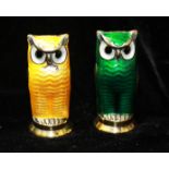 DAVID ANDERSON, NORWAY, A PAIR OF SILVER GILT AND ENAMEL NOVELTY SALT AND PEPPER SHAKERS Cast as