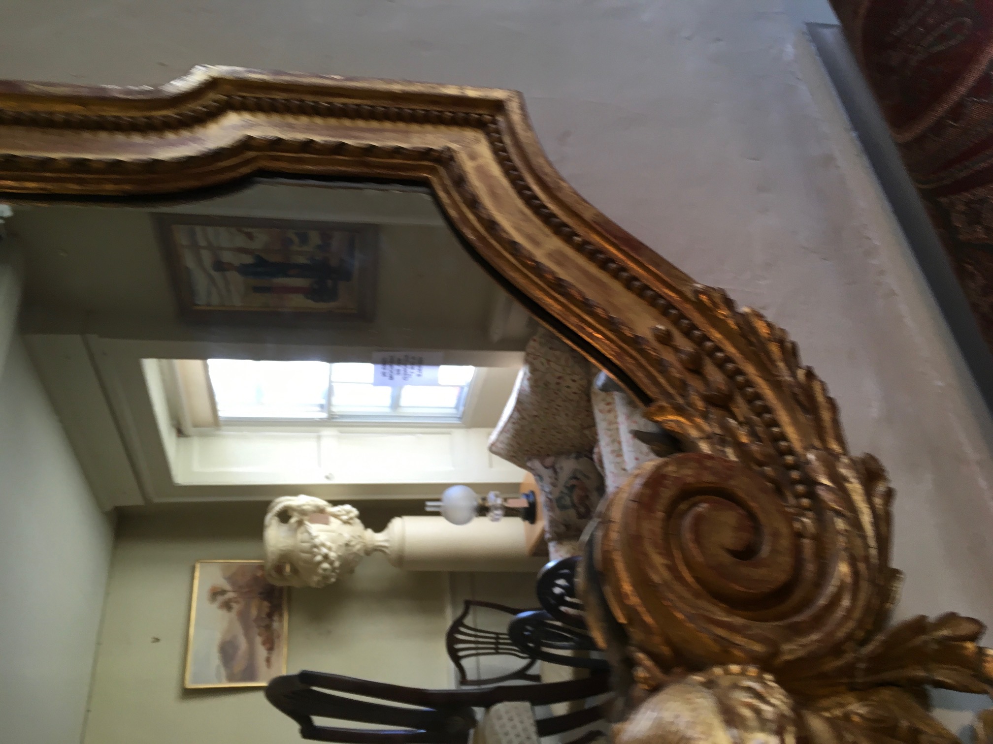 IN THE MANNER OF WILLIAM KENT, A LARGE 19TH CENTURY GILTWOOD FRAMED MIRROR The egg and dart dome - Image 7 of 8