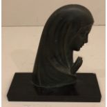 SALVATORE MELANI, FRENCH, 1902 - 1934, A BRONZE PORTRAIT BRONZE Cast as a praying a maiden, signed