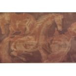 A 20TH CENTURY LIMITED EDITION EQUESTRIAN SCREEN PRINT Having three stylized horses in motion,