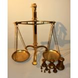 DEGRAVE & CO., LONDON, A SET OF VICTORIAN BRASS BANKER'S SCALES Having two pans suspended from a