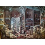 AFTER GIOVANNI PAOLO PANINI, A LARGE DECORATIVE PICTURE Titled 'Gallery of Views of Ancient Rome',