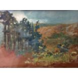 SAMUEL JOHN 'LARNORNA' BIRCH, OIL ON CARD 'Near Hindhead', indistinctly signed, inscribed and