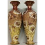 AN EARLY 20TH CENTURY DOULTON LAMBETH AND SLATER POTTERY OVOID FORM VASES With incised floral