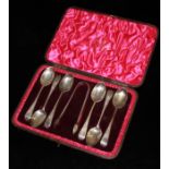 MAPPIN & WEBB, A SET OF SIX VICTORIAN SILVER TEASPOONS AND SUGAR TONGS With engraved floral