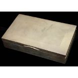 A 20TH CENTURY SILVER RECTANGULAR CIGARETTE BOX With Art Deco style engine turned decoration,