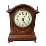ELKINGTON, A WALNUT AND MARQUETRY INLAID BRACKET CLOCK With a striking and repeat mechanism on
