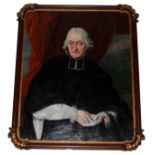 AN 18TH CENTURY CONTINENTAL OIL ON CANVAS Portrait of an elderly member of the clergy (possibly a