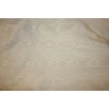 A QUANTITY OF QUALITY SILK CURTAINS Ivory with watered silk effect and double cotton linings.