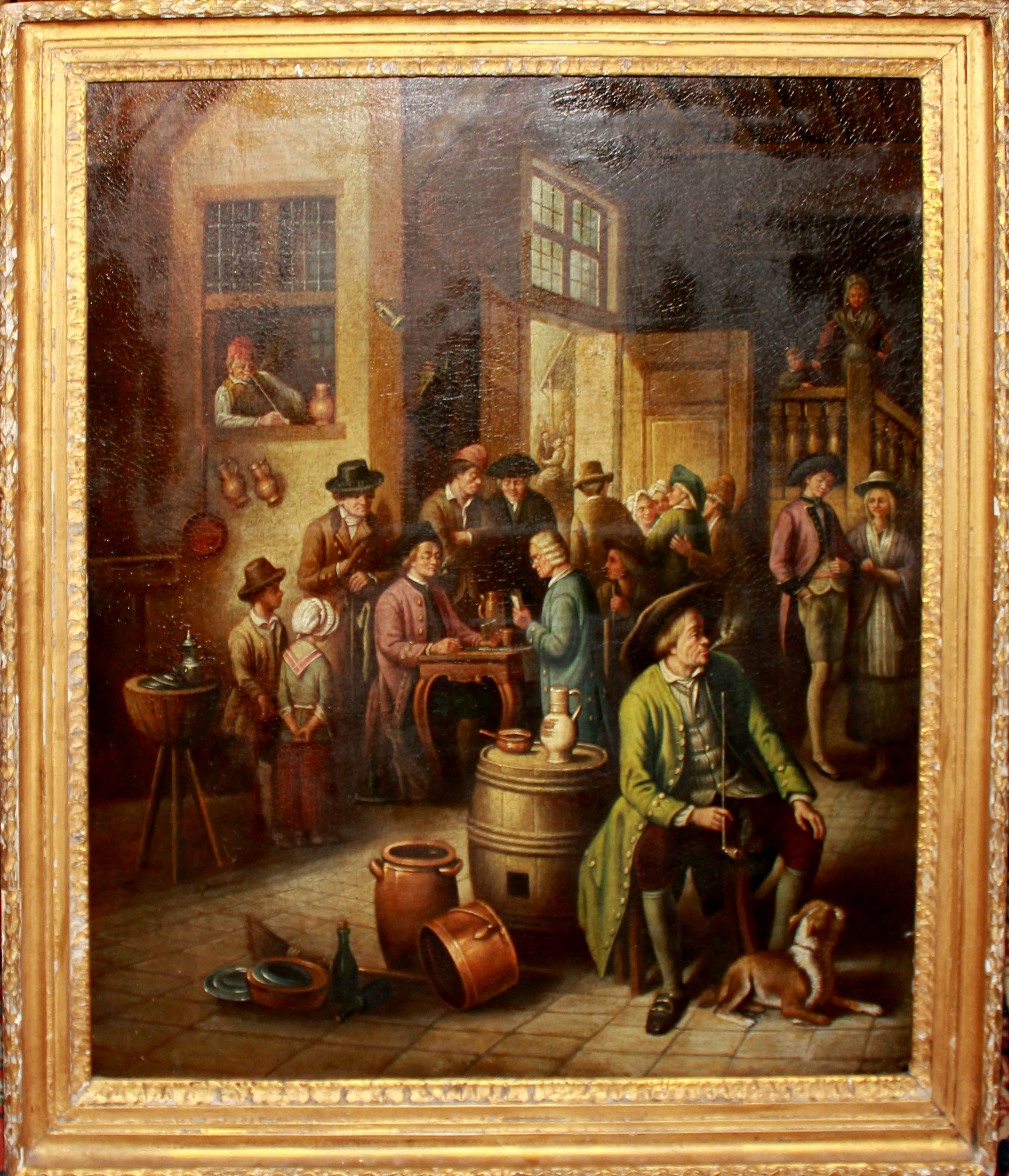 ORESTE DA MOLIN, 1856 - 1921, OIL ON CANVAS A fine 18th Century interior tavern scene, signed top