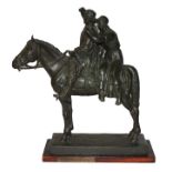 JOSÉ BELLONI, 1882 - 1965, URUGUAY, AN EQUESTRIAN BRONZE SCULPTURE Two riders seated on a horse,