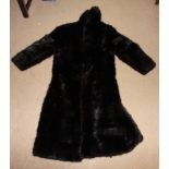 A VINTAGE GLOSSY DARK BROWN (ALMOST BLACK) MINK FUR LADIES' COAT Relatively short with a generous