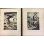 RUDOLPH VEIT, 1892 - 1979, A PAIR OF HAND COLOURED ETCHINGS Topographical views, 'Colosseum at Rome'