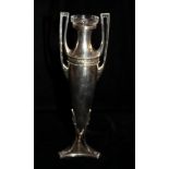 A 19TH CENTURY SILVER PLATED AND CUT GLASS NEOCLASSICAL BUD VASE Of elongated urn form, with