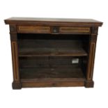 A 19TH CENTURY ROSEWOOD AND PARCEL GILT FLOORSTANDING OPEN BOOKCASE With two drawers above open