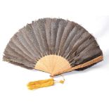 TWO CHINESE EXPORT FOLDING FEATHER FANS, CIRCA 1880 One with pheasant feathers between sandalwood