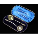 FRANCIS STONE, A PAIR OF VICTORIAN EXETER SILVER APOSTLE LADLES Having figural finials and one