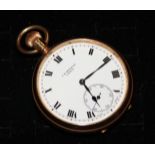 J.W. BENSON, A 20TH CENTURY 9CT GOLD OPEN FACE POCKET WATCH The circular white dial with black Roman