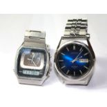 SEIKO, TWO VINTAGE STAINLESS STEEL GENT'S WRISTWATCHES To include a Quartz alarm chronograph and a