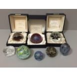 EIGHT LATE 20TH CENTURY GLASS PAPERWEIGHTS Comprising four Caithness examples designed by Colin