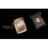 TWO VICTORIAN AND LATER RECTANGULAR SILVER VESTA CASES With fluted decoration, hallmarked 1892, a