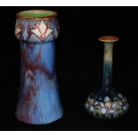 ROYAL DOULTON, TWO EARLY 20TH CENTURY ART POTTERY VASES Having blue glazed declaration with Art Deco