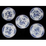 A SET OF FIVE SMALL 18TH CENTURY PLATES Decorated with flowers. Condition: good