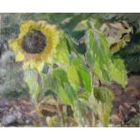 ELIZABETH KARLINSKI, DENMARK, 1904 - 1994, OIL ON CANVAS Still life, sunflowers in a floral