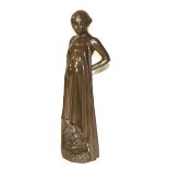 DES BERRY, 1990, A BRONZED STATUE OF A YOUNG PREGNANT WOMAN. (40cm)