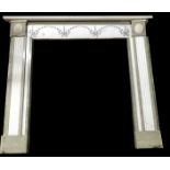 AN EDWARDIAN ROBERT ADAM NEOCLASSICAL DESIGN MARBLE FIREPLACE Decorated with ribbons and swags.