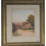 GEORGE OYSTON, 1860 - 1837, WATERCOLOUR Landscape, country cottage ,together with a similar scene,