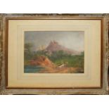 FRACOIS LOUIS THOMAS FRANCIA, AN EARLY 19TH CENTURY PASTEL ON PAPER Landscape mountain view, figures