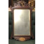 A 19TH CENTURY MAHOGANY FRET WORK FRAMED MIRROR With gilded ho ho bird above a bevelled plate and