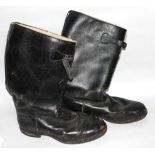 A PAIR OF R.A.F. AIRMAN BLACK LEATHER BOOTS With sheepskin linings, size 9.