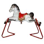 A 20TH CENTURY METAL TOY ROCKING HORSE Mobo 'Prairie King' style with painted red saddle and