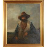 A LATE 19TH/EARLY 20TH CENTURY OIL ON CANVAS Portrait of bearded man in a hat, indistinctly signed