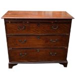 A GEORGIAN MAHOGANY CHEST OF THREE LONG DRAWERS With brushing slide. (105cm x 52cm x 97cm)