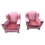 A STYLISH PAIR OF FRENCH MID CENTURY SMOKER'S ARMCHAIRS With fitted drawers and compartments,
