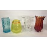 VANNES OF FRANCE, A 20TH CENTURY CRYSTAL GLASS TRUMPET VASE With shaped bottom and Vannes stamp to