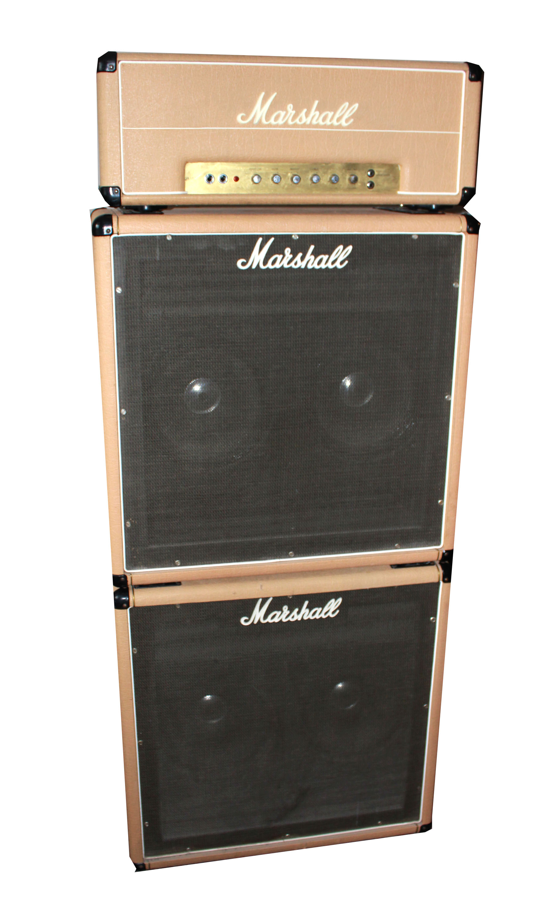 MARSHALL, A VERY RARE BEIGE 50 WATT JMP HEAD Along with two beige 2x12 speaker cabs.