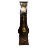 A 19TH CENTURY LONGCASE CLOCK With hand painted floral decorated pine case, brass and enamelled dial