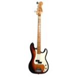 A VINTAGE COLUMBUS BASS GUITAR The body with sunburst finish, two pickups, satin fingerboard and