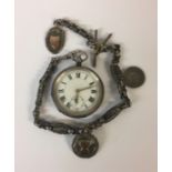 A 19TH CENTURY OPEN FACED POCKET WATCH The dial with Roman numeral chapter ring and subsidiary dial,