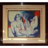 A LARGE STUDIO FRAMED OIL Study of nude figures. (h 54cm x 67cm) (frame 91.5cm x 105cm)